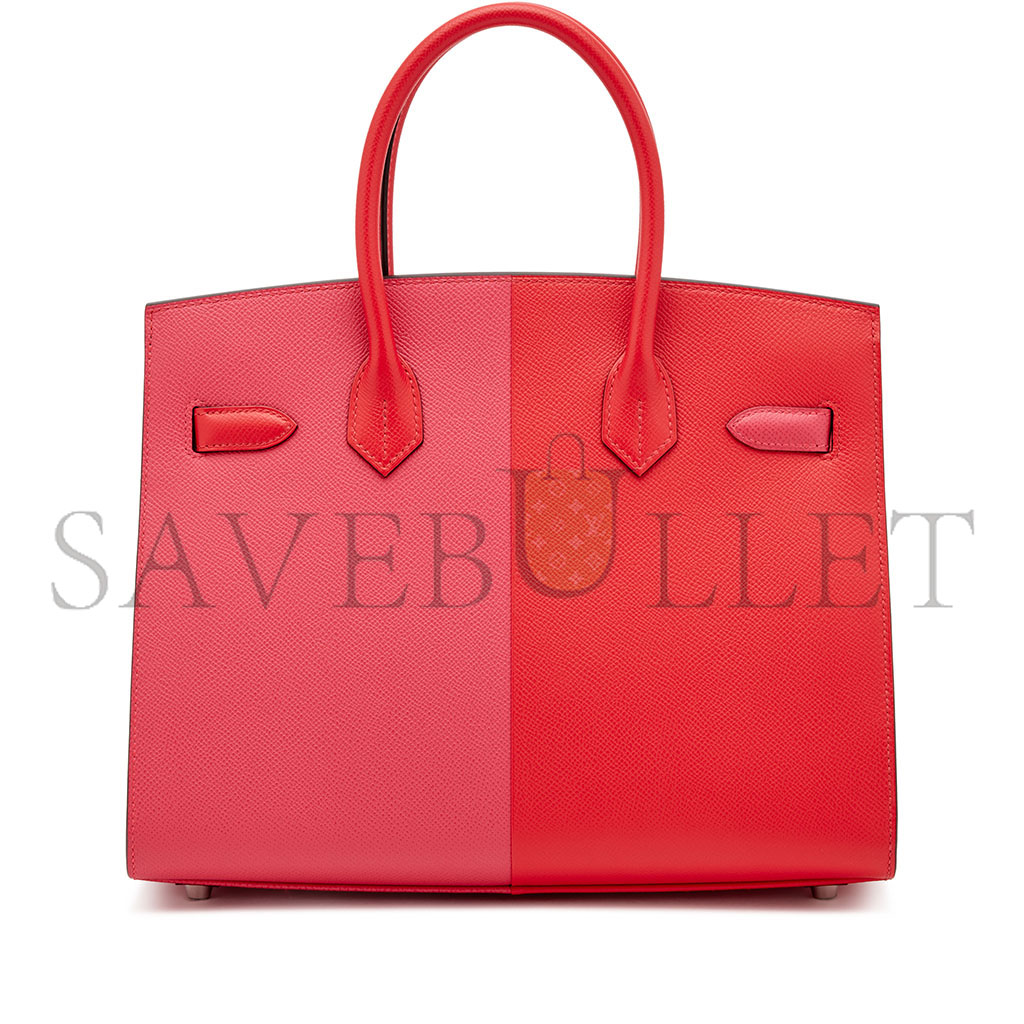 HERMÈS MASTER BIRKIN 25 EPSOM IN ULTRA PINK AND HEART RED WITH FLORIDA BLUE INTERIOR AND SILVER BUCKLE H028367CC02 (25*18*13cm)